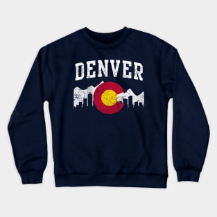 Denver Colorado Flag Skyline Crewneck Sweatshirt